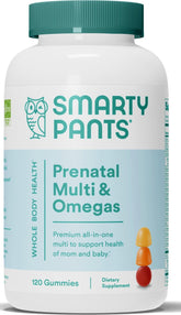 Envase SmartyPants Prenatal multivitamínico mostrando diseño y cantidad