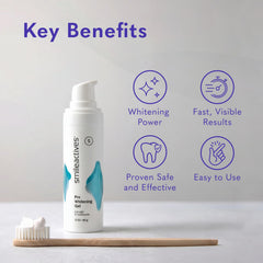 smileactives gel colocado en cepillo junto a pasta mostrando aplicación rápida