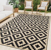 Smiry alfombra exterior frontal muestra diseño boho y durabilidad