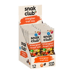 Snak Club paquete frontal mostrando mezcla y sello sin gluten, práctico para llevar