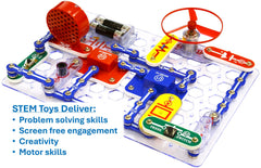 Snap Circuits montaje en rejilla demostrando ensamblaje simple y reutilizable