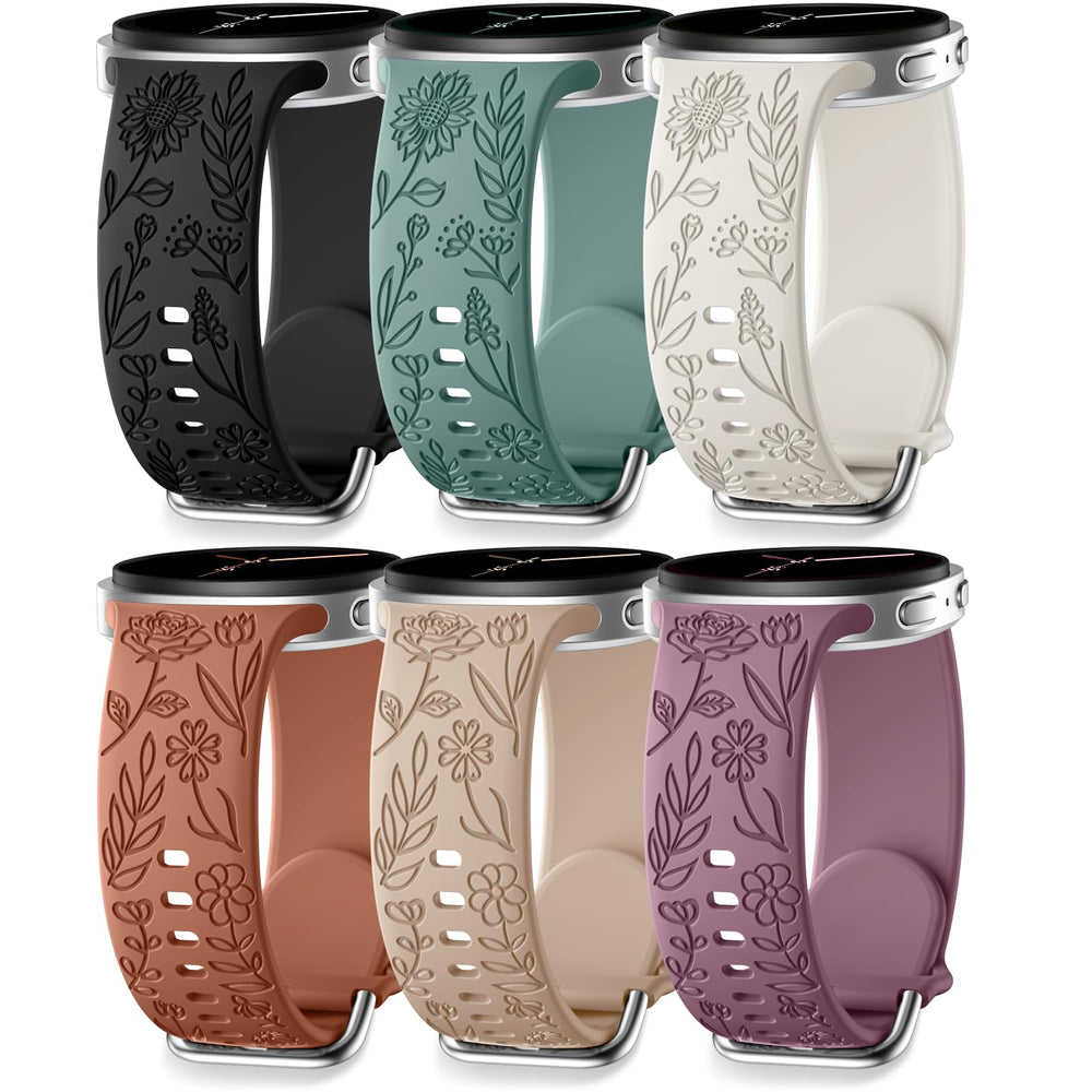 SNBLK vista frontal del pack de seis correas florales, variedad de colores y estilos