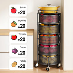SNTD carrito en cocina con frutas, acceso cómodo desde cualquier ángulo