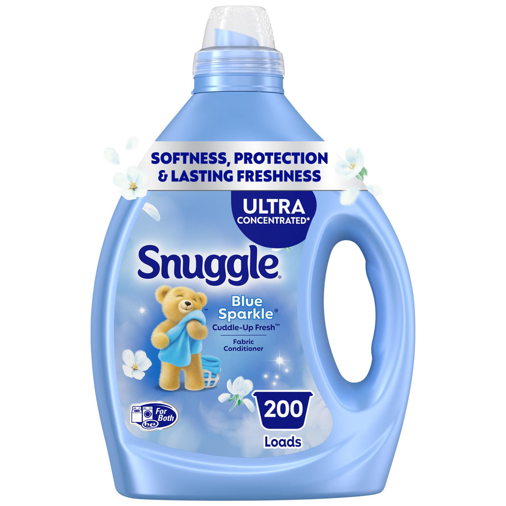 Snuggle frente del envase mostrando 80 oz y beneficio de suavidad