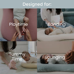 snuggle me bebé en el lounger bajo supervisión para tiempo de juego