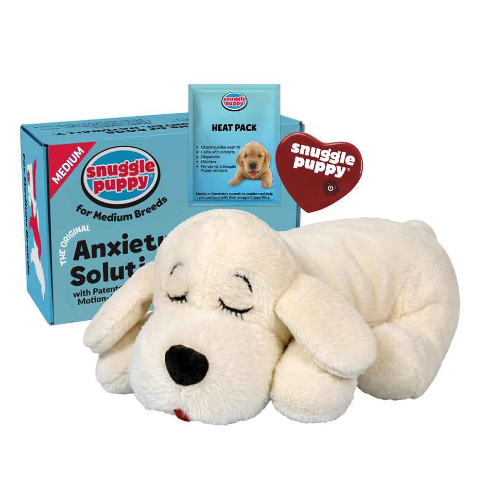 Snuggle Puppie vista frontal del peluche crema, consuelo inmediato