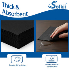 Sofkii servilletas negras colocadas en mesa de boda elegante