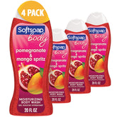 Softsoap botella frontal Pomegranate & Mango mostrando diseño y fragancia