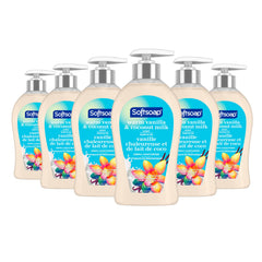 Softsoap botella frontal con aroma vainilla y leche de coco que invita a limpiar con suavidad