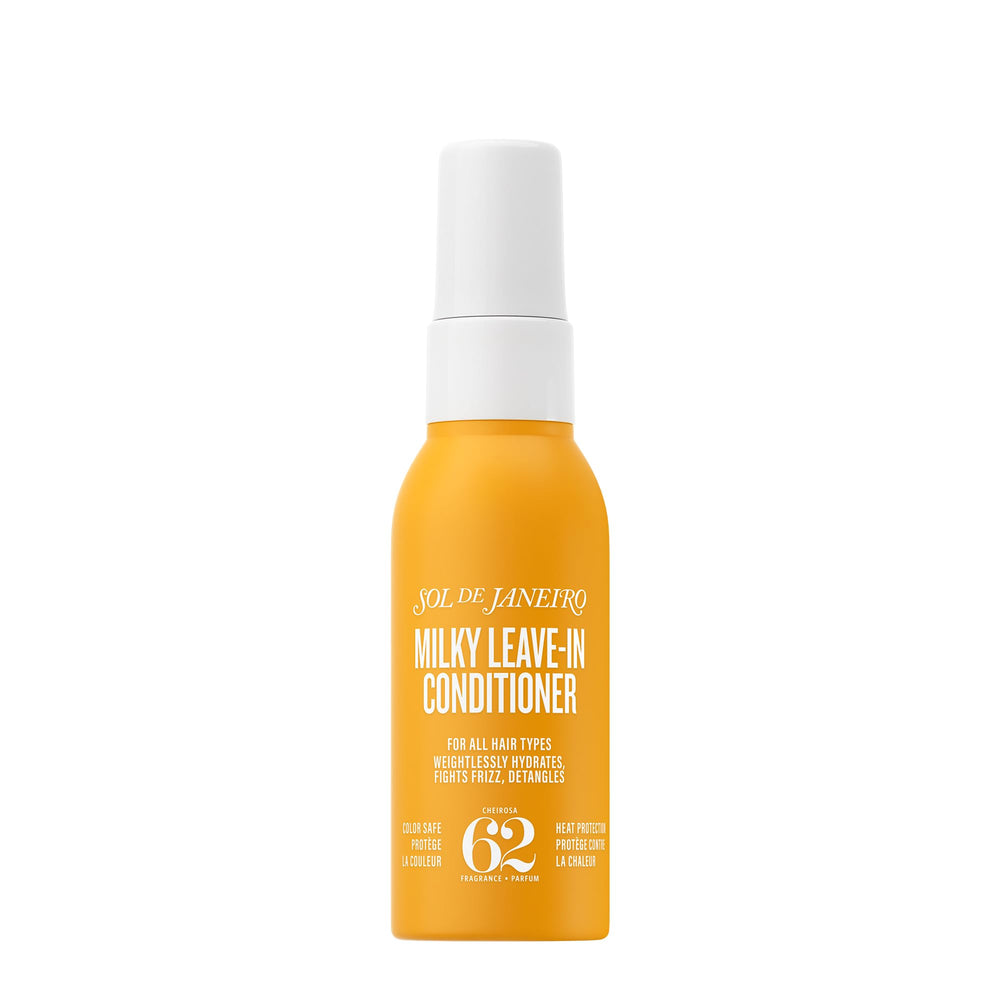 Sol de Janeiro frente del envase Milky Leave-In acondicionador en spray mostrando diseño