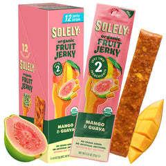 SOLELY empaque frontal de Mango Guava mostrando 12 tiras individuales y conveniencia