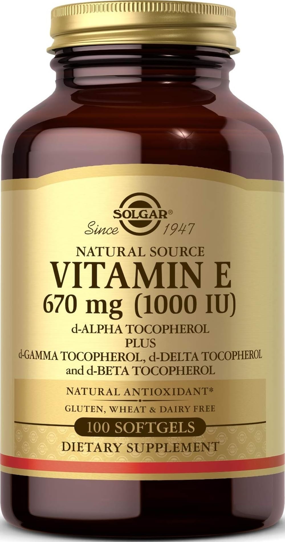Solgar envase frontal mostrando botella y cantidad, confianza de marca