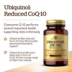 Solgar ubiquinol cápsula en mano para visualizar tamaño y uso