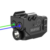 Solofish frontal mostrando linterna y láser, facilita identificación rápida