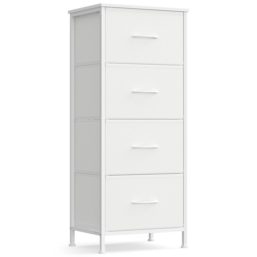 SONGMICS cómoda frontal en blanco nube mostrando 4 cajones y diseño moderno