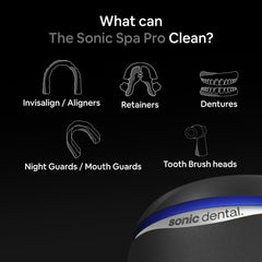 Sonic Dental close-up of 165ml stainless steel tank, durable interior for effective cleaning
