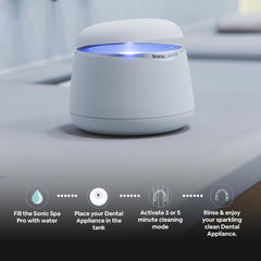 Sonic Dental interior showing UV LED active, adds surface sanitization benefit