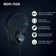 Sony MDR7506 plegados listos para transporte, comodidad y portabilidad Sony
