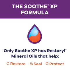 Soothe XP single drop on fingertip showing lipid-rich drop clarity