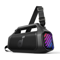 Soundcore Boom 2 Plus vista frontal mostrando diseño y controles, potencia portátil