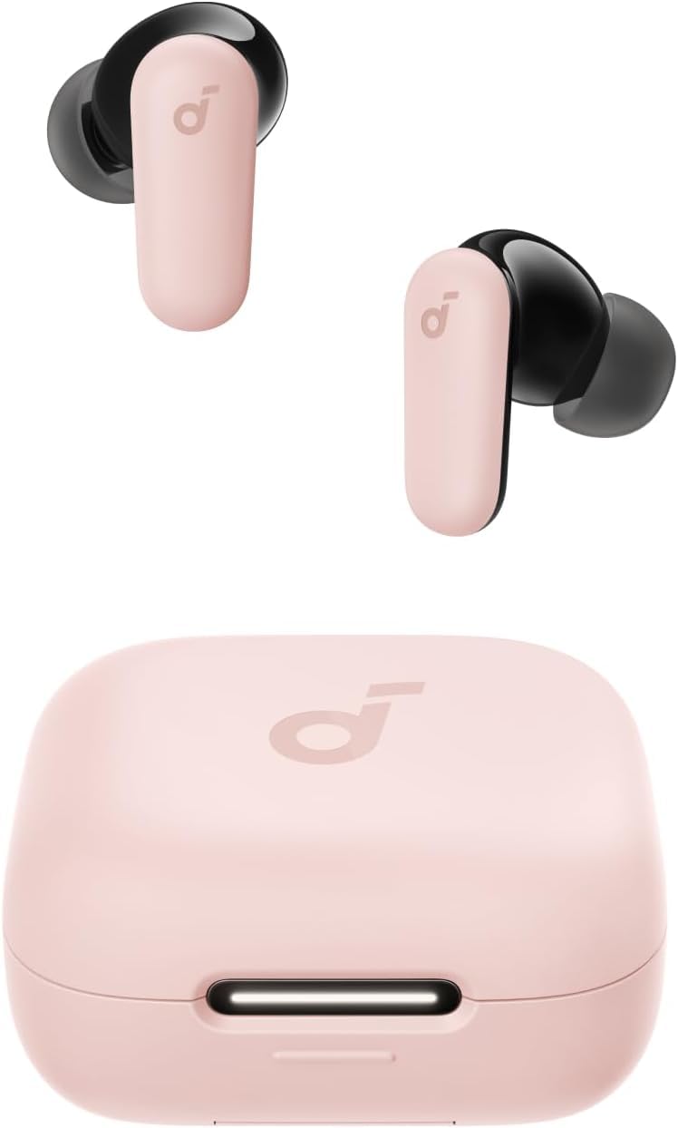 Soundcore P30i frontal con estuche abierto mostrando diseño y portabilidad