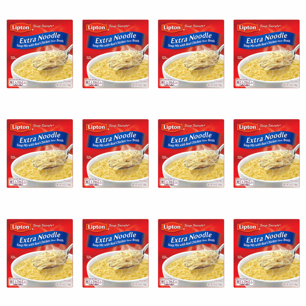 SOUP SECRETS Lipton frente del empaque mostrando porciones y uso rápido