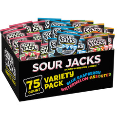 Sour Jacks frente del empaque mostrando 75 bolsitas y atractivo visual