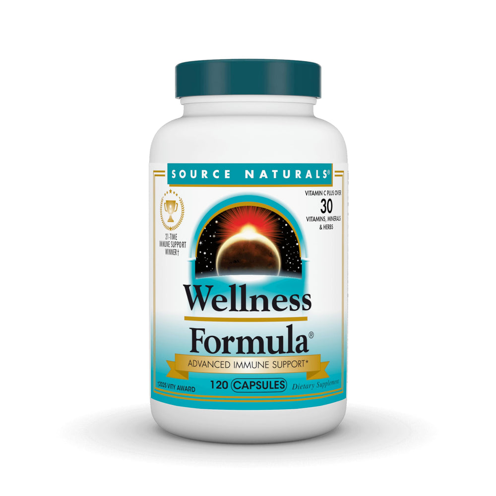 Source Naturals frasco frontal mostrando 120 cápsulas y diseño claro