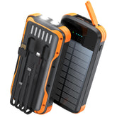 SOXONO vista frontal del cargador solar mostrando diseño robusto y botones para confianza