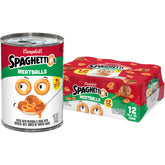 SpaghettiOs lata frontal mostrando diseño y facilidad de almacenamiento