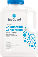 SpaGuard envase frontal 5 lb mostrando etiqueta y uso sencillo