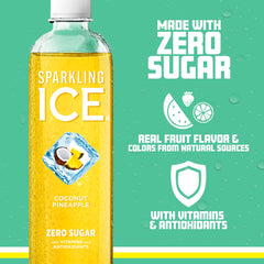 Sparkling Ice vaso con hielo y bebida ofrece refresco tropical listo