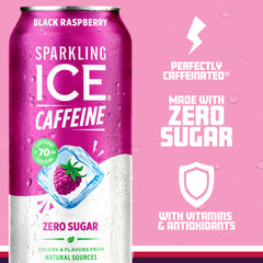 Pack de 12 latas Sparkling Ice Black Raspberry apiladas, conveniente para eventos