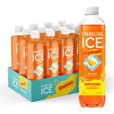 Sparkling Ice STARBURST vista frontal mostrando botella y color naranja vibrante