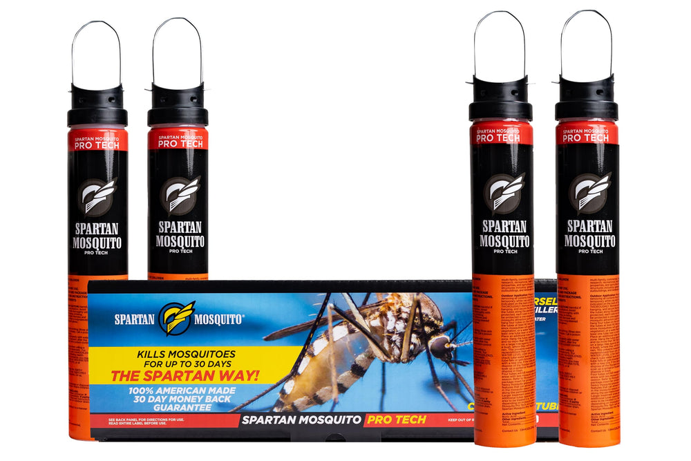 SPARTAN MOSQUITO front packaging showing 4-tube kit and benefits