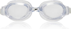 Speedo Hydrospex clear front view showing lens clarity and secure fit
