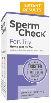 SpermCheck empaque frontal mostrando kit y rapidez del test