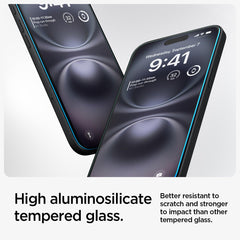 Spigen GlasTR textura del cristal templado que muestra claridad óptica