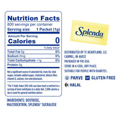SPLENDA sobre abierto con polvo visible para ver textura y facilidad