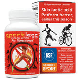 SPORTLEGS frasco frontal mostrando etiqueta y cantidad, ayuda a planificar dosis