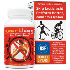 SPORTLEGS frasco frontal mostrando etiqueta y cantidad, ayuda a planificar dosis