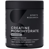 Sports Research bote frontal con creatina sin sabor, presentación 60 porciones