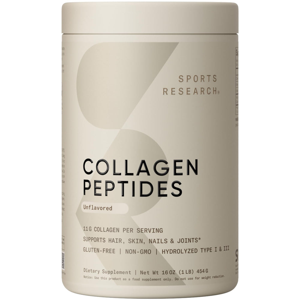 Sports Research envase frontal mostrando tamaño y marca para confianza