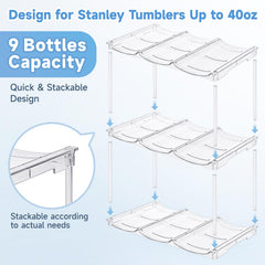 spospo organizador en uso con un tumbler Stanley 40 oz demostrando compatibilidad
