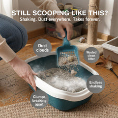 Sprinkle & Sweep detalle de rejilla que facilita tamizado rápido y preciso