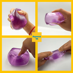 Squeez'M cubo en mano para comparar escala y confort al apretar