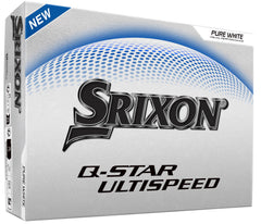 Srixon Q-Star Ultispeed frontal del embalaje mostrando diseño y distancia