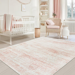 Srugn alfombra vista frontal mostrando color rosa y acabado suave