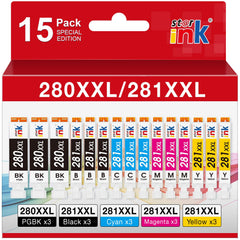 st@r ink paquete frontal mostrando los 15 cartuchos y ahorro