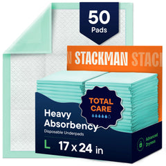 Stack Man empapador frontal del paquete mostrando cantidad y tamaño